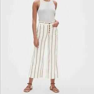 Gap Wide Leg Cropped Pants Womens 6 Multicolor High Rise Striped